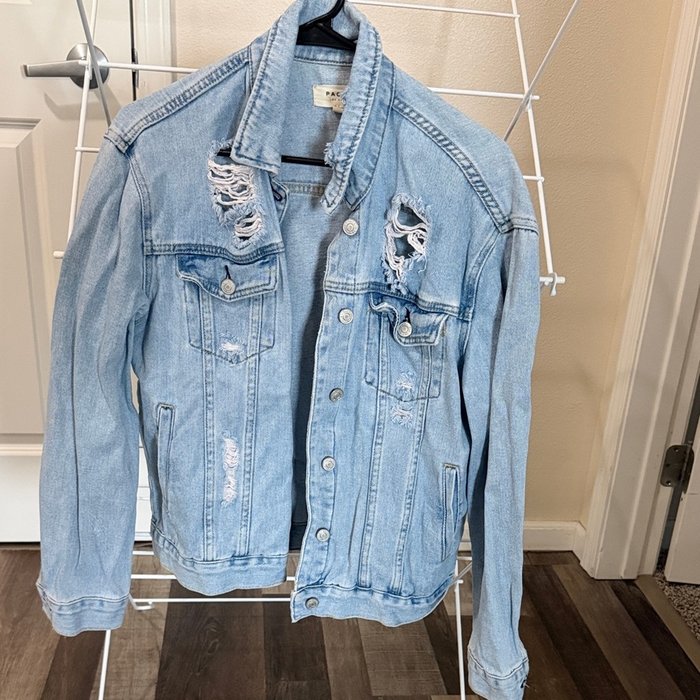 PacSun Light Blue Distressed Denim Jacket
